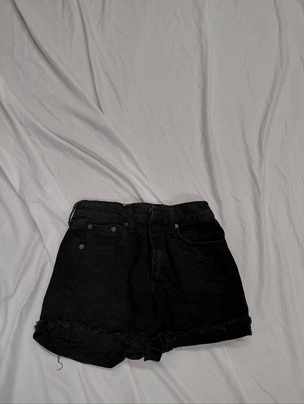 Classic High-Waist Black Denim Shorts